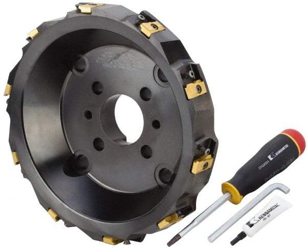 Kennametal - 10 Inserts, 12" Cut Diam, 2-1/2" Arbor Diam, 25.45mm Max Depth of Cut, Indexable Square-Shoulder Face Mill - 0/90° Lead Angle, 80mm High, LN.U 2210.. Insert Compatibility, Series MEGA90 - Apex Tool & Supply