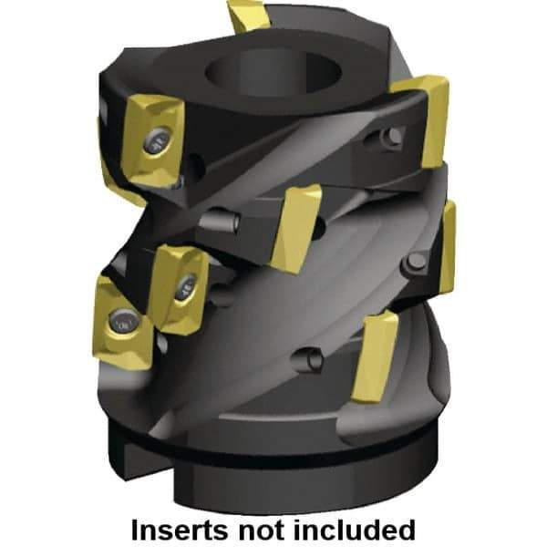 Kennametal - 25 Inserts, 50mm Cut Diam, 22mm Arbor Diam, 44.33mm Max Depth of Cut, Indexable Square-Shoulder Face Mill - 0/90° Lead Angle, 60mm High, ED.T 10T3.. Insert Compatibility, Through Coolant, Series Mill 1-10 - Apex Tool & Supply
