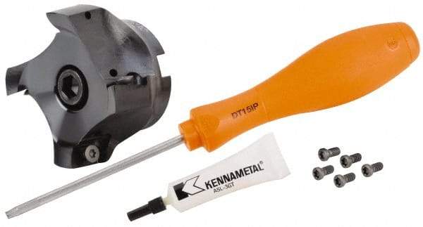 Kennametal - 1-1/2" Cut Diam, 17.88mm Max Depth of Cut, 1-1/4" Shank Diam, 10" OAL, Indexable Square Shoulder End Mill - E.. 18.. Inserts, Cylindrical Shank, 0° Lead Angle, Through Coolant, Series Mill 1-18 - Apex Tool & Supply