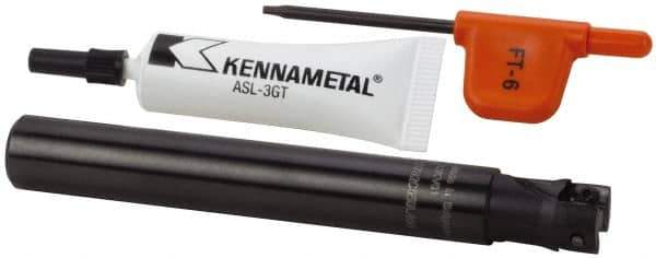 Kennametal - 1/2" Cut Diam, 6.96mm Max Depth of Cut, 1/2" Shank Diam, 4" OAL, Indexable Square Shoulder End Mill - EP.. 0708.. Inserts, Cylindrical Shank, 0° Lead Angle, Through Coolant, Series Mill 1-07 - Apex Tool & Supply