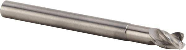 Kennametal - 1/2", 3 Flute, Single End, Solid Carbide, 0.03" Corner Radius End Mill - 6" OAL, 45° Helix, Right Hand Flute, 5/8" LOC, Right Hand Cut, 3-3/8" Extended Reach - Apex Tool & Supply