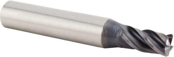 Kennametal - 7/16", 9/16" LOC, 7/16" Shank Diam, 2-5/32" OAL, 4 Flute, Solid Carbide Square End Mill - Single End, AlTiN Finish, Spiral Flute, 38° Helix, Centercutting, Right Hand Cut, Right Hand Flute, Series UEDE - Apex Tool & Supply