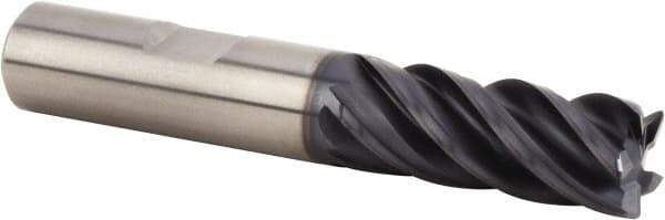 Kennametal - 1/2", 5 Flute, Single End, Solid Carbide, 0.12" Corner Radius End Mill - 3" OAL, 38° Helix, Right Hand Flute, 1-1/4" LOC, Right Hand Cut - Apex Tool & Supply