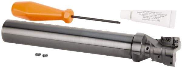 Kennametal - 40mm Cut Diam, 42mm Max Depth of Cut, 32mm Shank Diam, 240mm OAL, Indexable Square Shoulder Helical End Mill - GOMT 13T3.., JOMT 13T3.. Inserts, Cylindrical Shank, 0° Lead Angle, Series KDMR - Apex Tool & Supply