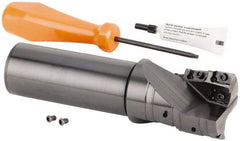 Kennametal - 40mm Cut Diam, 42mm Max Depth of Cut, 32mm Shank Diam, 160mm OAL, Indexable Square Shoulder Helical End Mill - GOMT 13T3.., JOMT 13T3.. Inserts, Cylindrical Shank, 0° Lead Angle, Series KDMR - Apex Tool & Supply
