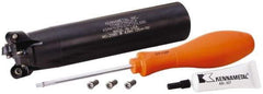Kennametal - 1-1/2" Cutting Diam, 1-1/4" Shank Diam, 1-1/2" Max Depth of Cut, Straight Shank Indexable Copy End Mill - 4 Inserts, RP.T 43.. Insert, KSRM Toolholder, Through Coolant - Apex Tool & Supply