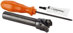 Kennametal - 45° Lead Angle, 33.58mm Max Cut Diam, 1" Min Cut Diam, 3.23mm Max Depth of Cut, Indexable Chamfer and Angle End Mill - 2 Inserts, HNGJ 0604ANENLD Insert Style, 121.92mm Overall Length, Through Coolant, Straight Shank - Apex Tool & Supply