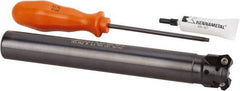 Kennametal - 45° Lead Angle, 33.58mm Max Cut Diam, 1" Min Cut Diam, 3.23mm Max Depth of Cut, Indexable Chamfer and Angle End Mill - 3 Inserts, HNGJ 0604ANENLD Insert Style, 203.2mm Overall Length, Through Coolant, Straight Shank - Apex Tool & Supply