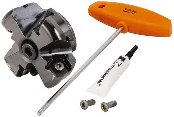 Kennametal - 3" Cut Diam, 1" Arbor Hole, 8mm Max Depth of Cut, 45° Indexable Chamfer & Angle Face Mill - 4 Inserts, HNPJ 1307... Insert, Right Hand Cut, 4 Flutes, Through Coolant, Series Dodeka Max - Apex Tool & Supply