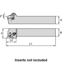 Kennametal - External Thread, Right Hand Cut, 32mm Shank Width x 32mm Shank Height Indexable Threading Toolholder - 170mm OAL, LT 16ER Insert Compatibility, LSS Toolholder, Series LT Threading - Apex Tool & Supply