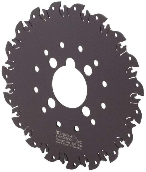 Kennametal - Arbor Hole Connection, 1/8" Cutting Width, 2-1/4" Depth of Cut, 8" Cutter Diam, 2" Hole Diam, 19 Tooth Indexable Slotting Cutter - KVNS Toolholder, OD 3118.. Insert - Apex Tool & Supply