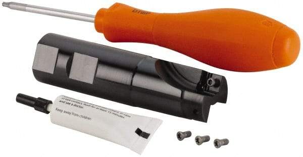 Kennametal - 25mm Cut Diam, 6.57mm Max Depth of Cut, 25mm Shank Diam, 96mm OAL, Indexable Square Shoulder End Mill - SP.T 10T3.. Inserts, Weldon Shank, 90° Lead Angle, Through Coolant, Series KSSM 90 - Apex Tool & Supply