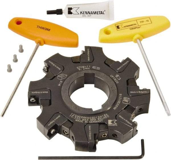 Kennametal - Arbor Hole Connection, 0.461" Cutting Width, 1.3386" Depth of Cut, 125mm Cutter Diam, 1.5748" Hole Diam, 8 Tooth Indexable Slotting Cutter - KSSM Toolholder, SD.T 1204.. Insert, Right Hand Cutting Direction - Apex Tool & Supply