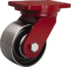 Hamilton - 6" Diam x 3" Wide x 8-1/2" OAH Top Plate Mount Swivel Caster - Forged Steel, 4,000 Lb Capacity, Sealed Precision Ball Bearing, 6-1/8 x 7-1/2" Plate - Apex Tool & Supply