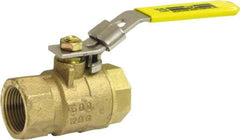 Milwaukee Valve - 1" Pipe, Large Port, Bronze Standard Ball Valve - 2 Piece, Threaded (NPT) Ends, Locking Lever Handle, 125 WOG, 150 WSP - Apex Tool & Supply