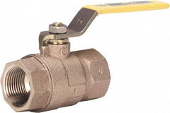 Milwaukee Valve - 2" Pipe, Large Port, Bronze Standard Ball Valve - 2 Piece, Threaded (NPT) Ends, Lever Handle, 600 WOG, 150 WSP - Apex Tool & Supply