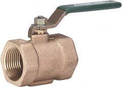 Milwaukee Valve - 1/2" Pipe, Full Port, Bronze Full Port Ball Valve - Bi-Directional, Threaded (NPT) Ends, Lever Handle, 175 WOG - Apex Tool & Supply