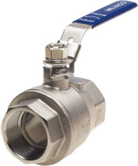 Milwaukee Valve - 3/4" Pipe, Full Port, Stainless Steel Standard Ball Valve - 2 Piece, Threaded (NPT) Ends, Locking Lever Handle, 1,000 WOG, 150 WSP - Apex Tool & Supply