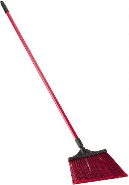 O-Cedar - 13" Wide, Red Synthetic Bristles, 48" Fiberglass Handle, Angled Broom - Flagged - Apex Tool & Supply