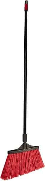 O-Cedar - 13" Wide, Red Polypropylene Bristles, Metal Handle, Angled Broom - Water Resistant - Apex Tool & Supply