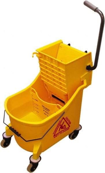 O-Cedar - 36 Qt Plastic Bucket & Wringer - 38" Long x 23" High x 14" Wide, Yellow - Apex Tool & Supply