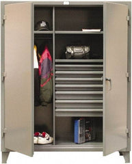 Strong Hold - 3 Shelf 7 Bin Combination Storage Cabinet - Steel, 36" Wide x 24" Deep x 78" High, Dark Gray - Apex Tool & Supply