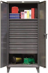 Strong Hold - 1 Shelf 8 Bin Locking Storage Cabinet - Steel, 36" Wide x 24" Deep x 78" High, Dark Gray - Apex Tool & Supply