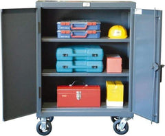 Strong Hold - 2 Shelf Mobile Storage Cabinet - Steel, 36" Wide x 20" Deep x 50" High, Dark Gray - Apex Tool & Supply