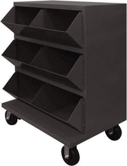Durham - 2,400 Lb Capacity, 24" Wide x 36" Long x 49-1/4" High Storage Bin Cart - 6 Slot, Steel, 2 Rigid/2 Swivel Casters - Apex Tool & Supply
