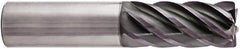 Niagara Cutter - 1", 2" LOC, 1" Shank Diam, 5" OAL, 6 Flute, Solid Carbide Square End Mill - Single End, AlTiN Finish, Spiral Flute, 38° Helix, Centercutting, Right Hand Cut, Right Hand Flute, Series S638 - Apex Tool & Supply