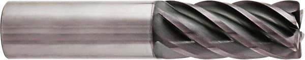 Niagara Cutter - 1", 6 Flute, Single End, Solid Carbide, 0.06" Corner Radius End Mill - 5" OAL, 38° Helix, Right Hand Flute, 2" LOC, Right Hand Cut - Apex Tool & Supply