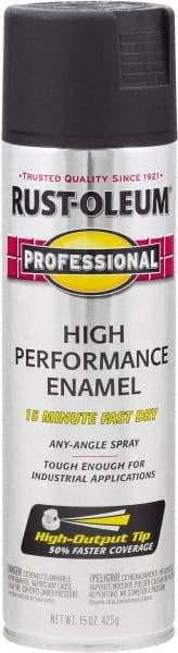 Rust-Oleum - Black, Flat, Rust Proof Enamel Spray Paint - 14 Sq Ft per Can, 15 oz Container, Use on Multipurpose - Apex Tool & Supply