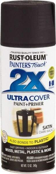 Rust-Oleum - Dark Walnut, Satin, Enamel Spray Paint - 8 Sq Ft per Can, 12 oz Container, Use on Multipurpose - Apex Tool & Supply