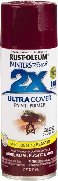 Rust-Oleum - Cranberry, Gloss, Enamel Spray Paint - 8 Sq Ft per Can, 12 oz Container, Use on Multipurpose - Apex Tool & Supply