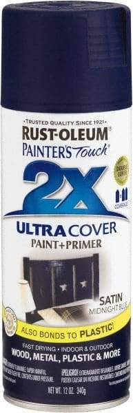 Rust-Oleum - Midnight Blue, Satin, Enamel Spray Paint - 8 Sq Ft per Can, 12 oz Container, Use on Multipurpose - Apex Tool & Supply