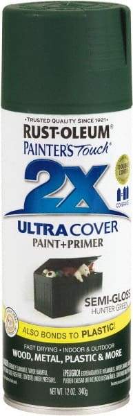 Rust-Oleum - Hunter Green, Semi Gloss, Enamel Spray Paint - 8 Sq Ft per Can, 12 oz Container, Use on Multipurpose - Apex Tool & Supply