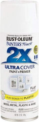 Rust-Oleum - White, Flat, Enamel Spray Paint - 8 Sq Ft per Can, 12 oz Container, Use on Multipurpose - Apex Tool & Supply