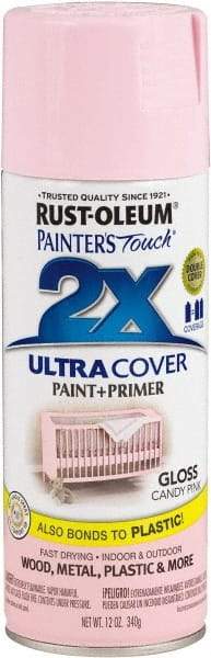 Rust-Oleum - Candy Pink, Gloss, Enamel Spray Paint - 8 Sq Ft per Can, 12 oz Container, Use on Multipurpose - Apex Tool & Supply