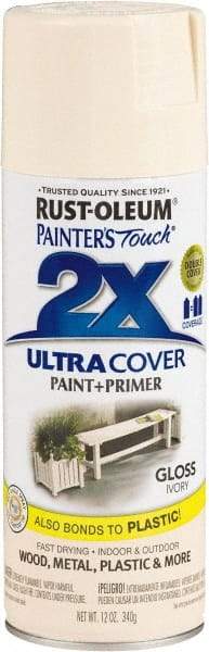 Rust-Oleum - Ivory, Gloss, Enamel Spray Paint - 8 Sq Ft per Can, 12 oz Container, Use on Multipurpose - Apex Tool & Supply