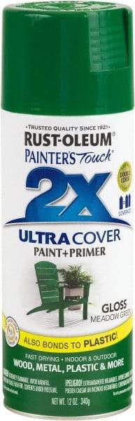 Rust-Oleum - Meadow Green, Gloss, Enamel Spray Paint - 8 Sq Ft per Can, 12 oz Container, Use on Multipurpose - Apex Tool & Supply