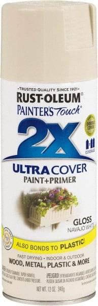Rust-Oleum - Navajo White, Gloss, Enamel Spray Paint - 8 Sq Ft per Can, 12 oz Container, Use on Multipurpose - Apex Tool & Supply