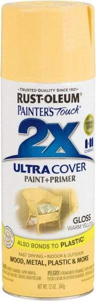 Rust-Oleum - Warm Yellow, Gloss, Enamel Spray Paint - 8 Sq Ft per Can, 12 oz Container, Use on Multipurpose - Apex Tool & Supply
