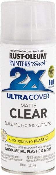 Rust-Oleum - Clear, Flat, Enamel Spray Paint - 8 Sq Ft per Can, 12 oz Container, Use on Multipurpose - Apex Tool & Supply