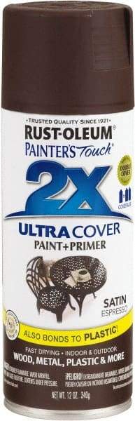 Rust-Oleum - Espresso, Satin, Enamel Spray Paint - 8 Sq Ft per Can, 12 oz Container, Use on Multipurpose - Apex Tool & Supply