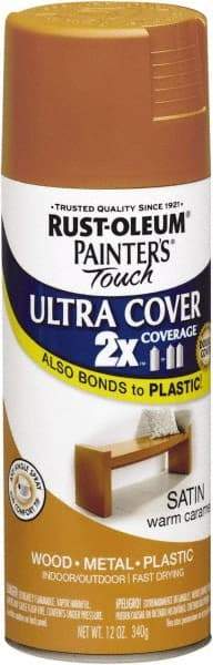 Rust-Oleum - Warm Caramel, Satin, Enamel Spray Paint - 8 Sq Ft per Can, 12 oz Container, Use on Multipurpose - Apex Tool & Supply