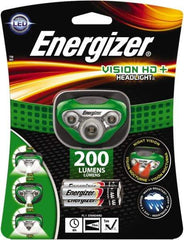 Energizer - White, Red LED Bulb, 200 Lumens, Hands-free Flashlight - Green Plastic Body, 3 AAA Alkaline Batteries Included - Apex Tool & Supply