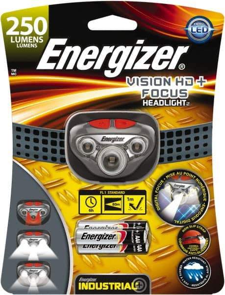 Energizer - White, Red LED Bulb, 300 Lumens, Hands-free Flashlight - Gray Plastic Body, 3 AAA Alkaline Batteries Included - Apex Tool & Supply