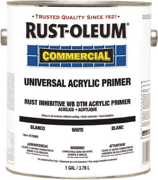 Rust-Oleum - 1 Gal White Water-Based Acrylic Enamel Primer - 350 to 450 Sq Ft Coverage, <100 gL Content, Quick Drying, Interior/Exterior - Apex Tool & Supply