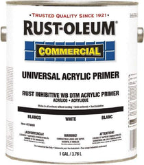 Rust-Oleum - 1 Gal White Water-Based Acrylic Enamel Primer - 350 to 450 Sq Ft Coverage, <100 gL Content, Quick Drying, Interior/Exterior - Apex Tool & Supply