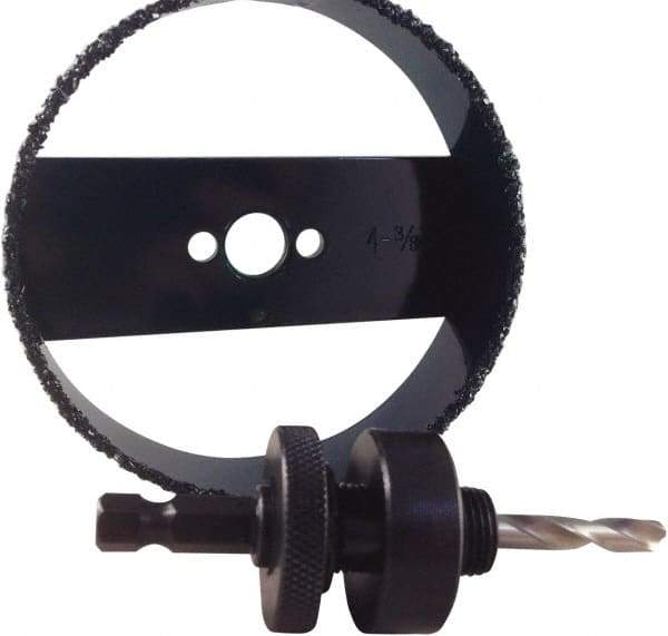 Disston - 3 Piece, 5-3/8" Max Saw Diam, Electrician's Hole Saw Kit - Carbide-Tipped, Continuous Edge, Pilot Drill Model No. E0103107, Includes 1 Hole Saw - Apex Tool & Supply